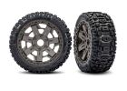 TRAXXAS Reifen auf Felge 3.0 grau, Sledgehammer Reifen belted / TRX9071-GRAY