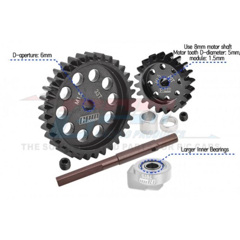 GPM TRX XRT, XMAXX 40Cr CARBON STEEL M1.5 SPUR GEAR 33T + MOTOR GEAR 20T / GPMTXM2033TSBK