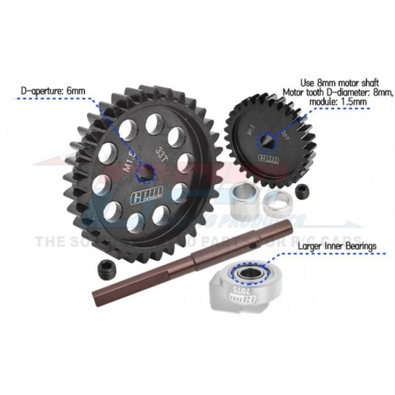 GPM TRX XRT, XMAXX 40Cr CARBON STEEL M1.5 SPUR GEAR 33T + MOTOR GEAR 30T / GPMTXM3033TSBK