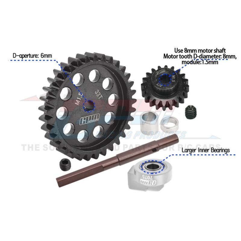 GPM TRX XRT, XMAXX 40Cr CARBON STEEL M1.5 SPUR GEAR 33T + MOTOR GEAR 20T / GPMXRT2033TSBK
