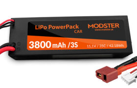 Modster LiPo Akku 3S 11,1V 3800 mAh 35C (T-Plug)...