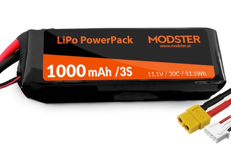 Modster LiPo Akku 3S 11,1V 1000 mAh 30C (XT60) PowerPack /MD11668