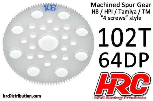 HRC Racing Hauptzahnrad 64DP Low Friction Gefräst Delrin HPI/HB/Tamiya Style 102Z / HRC764102P