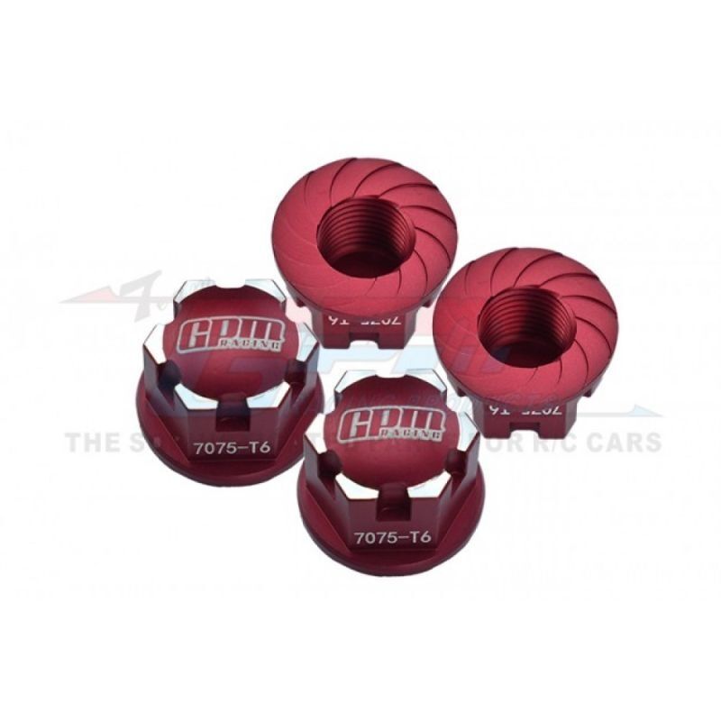 GPM TRX 1/10 E-Revo, MAXX & Sledge GPM Aluminium Radnabenabdeckung (4 Stk.) rot / GPMER2005AR
