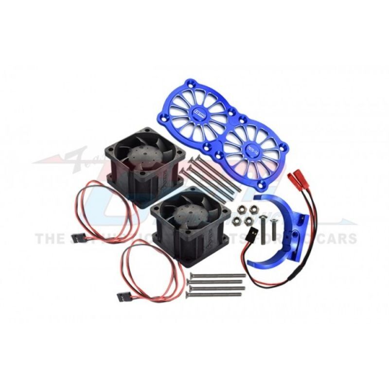 GPM ARRMA Kraton, Outcast 8s GPM Aluminium Motorkühlkörper mit Ventilator blau / GPMMAKX018FANB