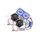 GPM ARRMA Kraton, Outcast 8s GPM Aluminium Motorkühlkörper mit Ventilator blau / GPMMAKX018FANB