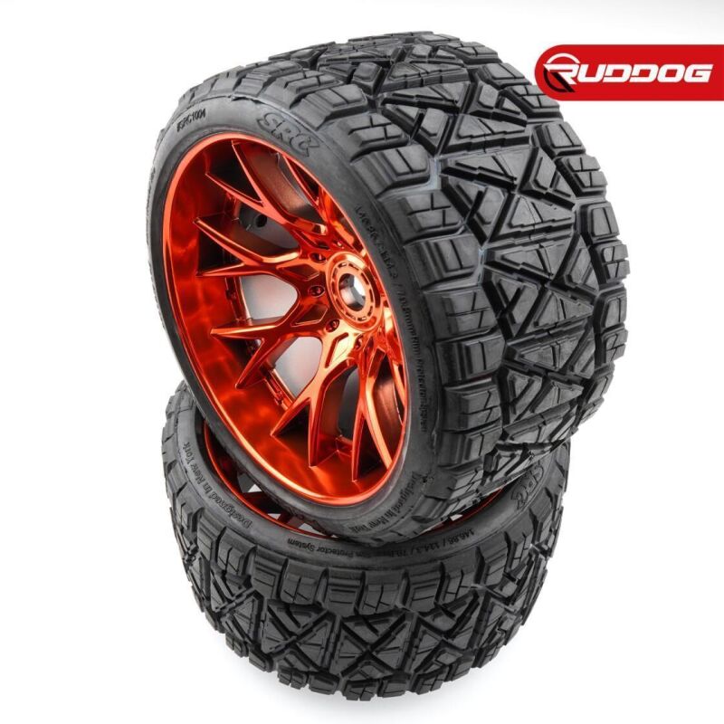 Sweep Land Crusher all terrain Belted tire Red wheels 1/2 offset (146mm Diameter) 2pcs / SR-SRC1004R