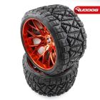 Sweep Land Crusher all terrain Belted tire Red wheels 1/2 offset (146mm Diameter) 2pcs / SR-SRC1004R