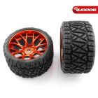 Sweep Land Crusher all terrain Belted tire Red wheels 1/2 offset (146mm Diameter) 2pcs / SR-SRC1004R