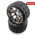 Sweep Land Crusher all terrain Belted tire Silver wheels 1/2 offset (146mm Diameter) 2pcs / SR-SRC1004S