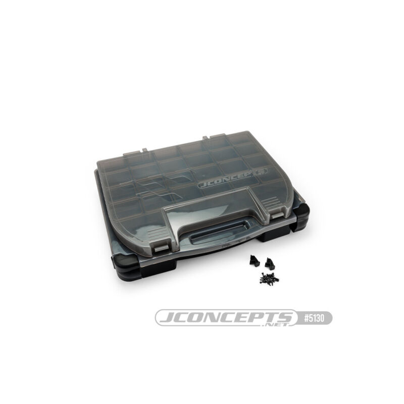JConcepts tool box w/upper storage, black / smoke gray (~14.5" x 11" x 2.375" x upper storage) / JCO5130-28