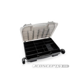 JConcepts tool box w/upper storage, black / smoke gray (~14.5" x 11" x 2.375" x upper storage) / JCO5130-28