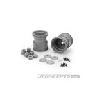 JConcepts Tribute 73s - 3.2 x 3.6" Monster Truck wheel w/ adaptors (gray / silver) - 2pc. / JCO3439S