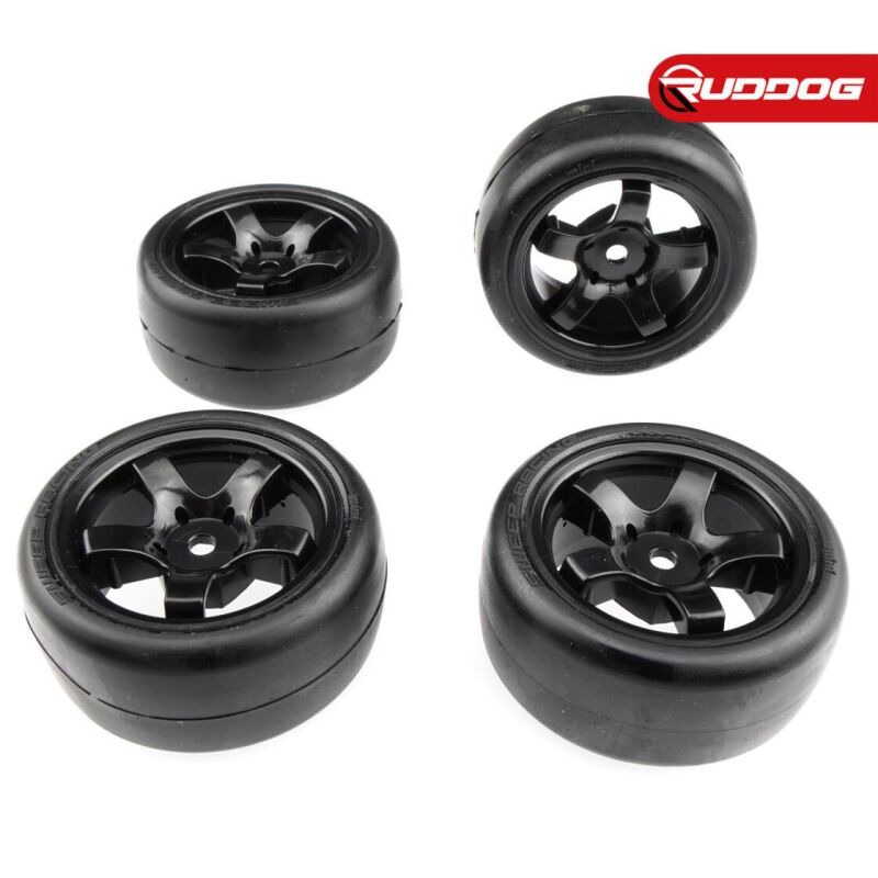 Sweep D High-end compound Pre-glued M-Chassis Tires (D-32deg | 4pcs | Black wheels) / SR-D-MN32PG