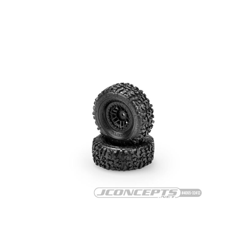 JConcepts Landmines - green compound, 57mm OD pre-mounted on #3446 wheel, black (Fits - Traxxas TRX-4M) / JCO4065-32412