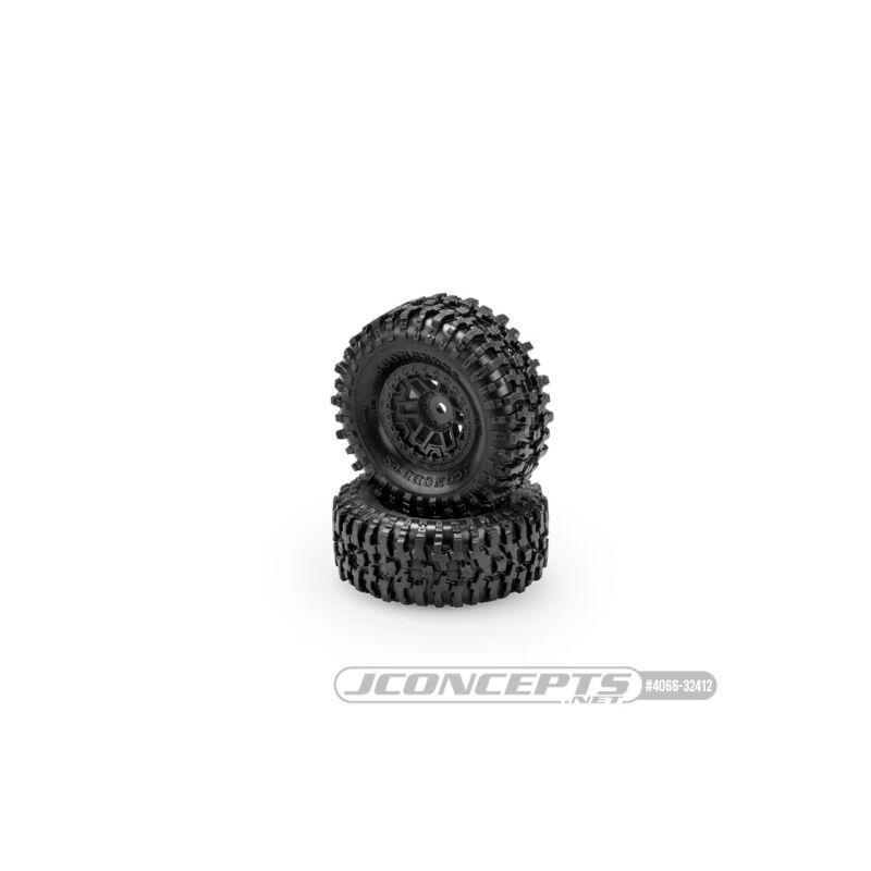 JConcepts Tusk - green compound, 57mm OD pre-mounted on #3446 wheel, black (Fits - Traxxas TRX-4M) / JCO4066-32412