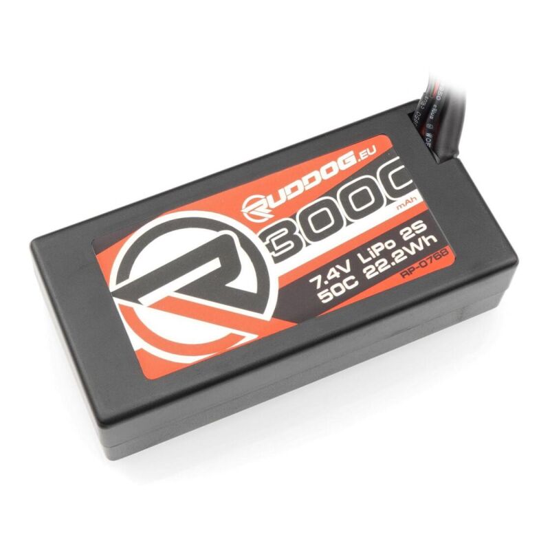 RUDDOG 3000mAh 50C 7.4V LiPo Short Stick Pack Battery with T-Plug / RP-0768
