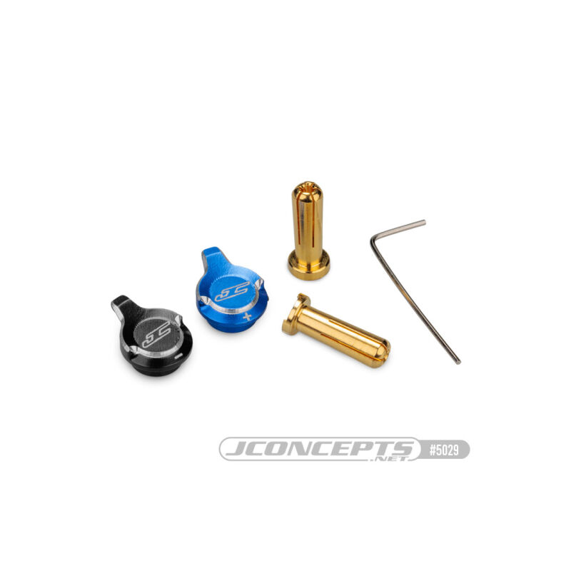 JConcepts battery plug pull set, w/plugs, blue + and black  / JCO5029
