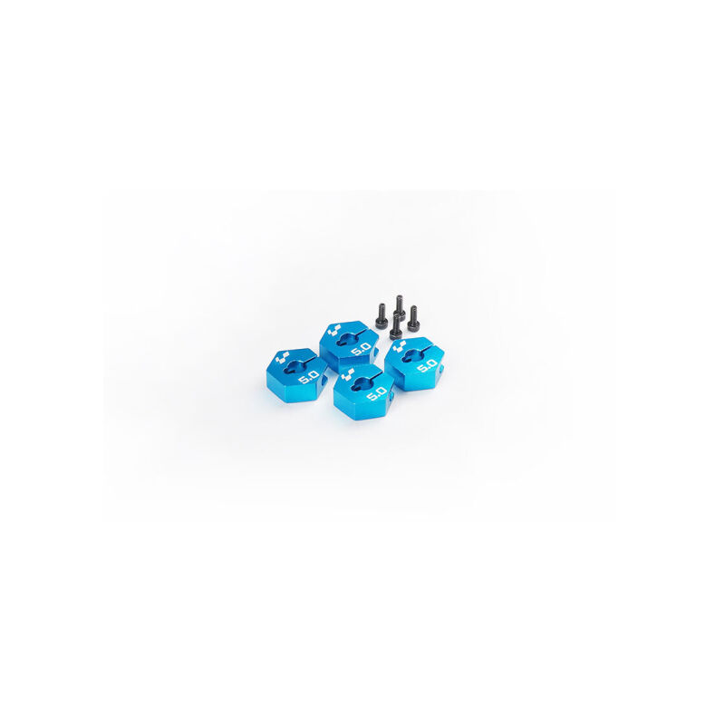 Koswork Tamiya 5mm Aluminum Clamping Wheel Hex (4) Blue / KOS04407