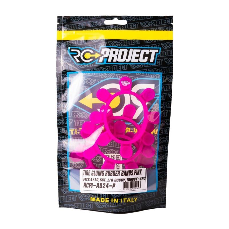 RC-Project Tire Gluing Rubber Bands Pink (4) / RCPJ-A024-P
