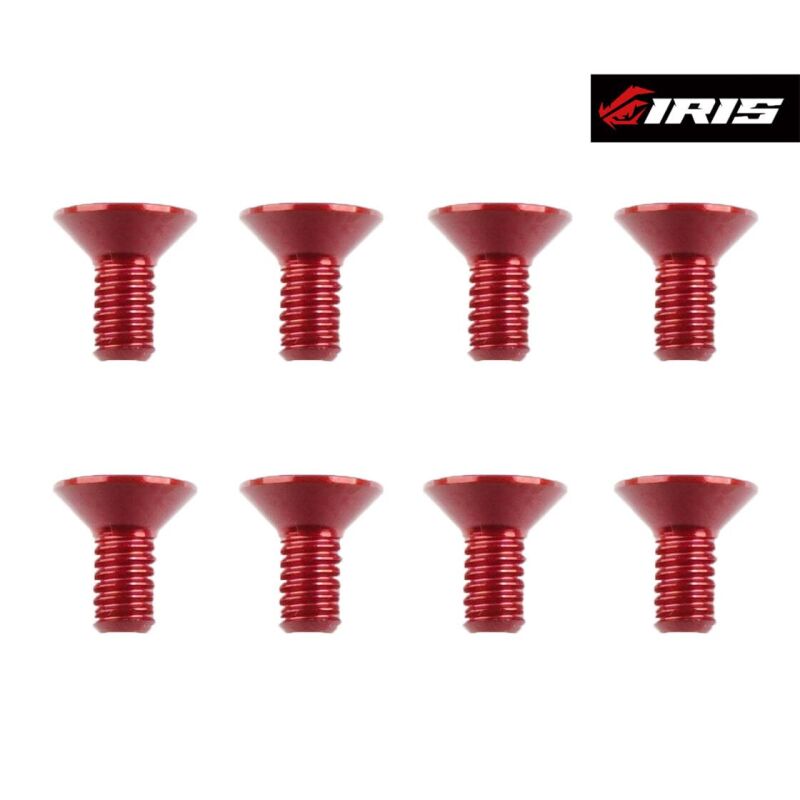 Iris M3x6mm Aluminium Flat Head Screws (Red | 8pcs) / IRIS-75023