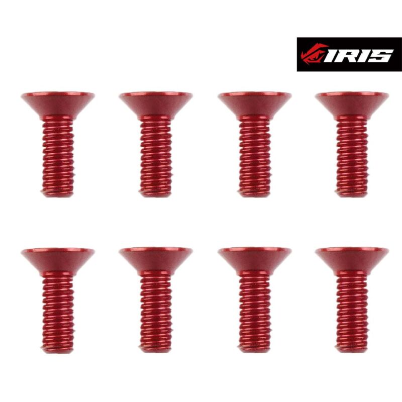 Iris M3x8mm Aluminium Flat Head Screws (Red | 8pcs) / IRIS-75024