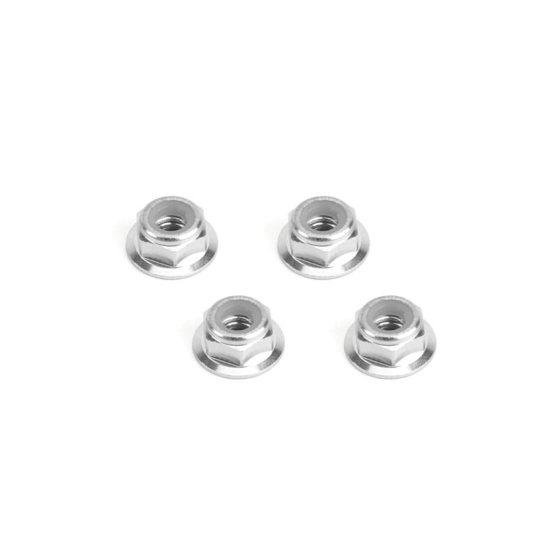 Hiro Seiko  4mm Alloy Flange Nylon Nut (Thin Type)  [Silver] / HS-48952