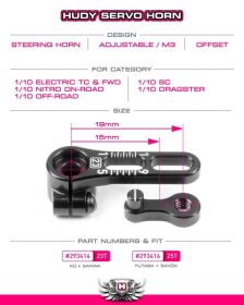 HUDY ALU ADJUSTABLE CLAMP STEERING SERVO HORN...
