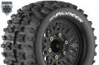 Louise RC MT-PIONEER 1-10 Monster Truck Tire Set Mounted Sport Black Wheels Removable HEX 12 Narrow, 12 Wide, 14, 17mm L-T3202SX / LR-T3202SX