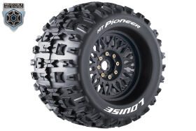 Louise RC MT-Pioneer 1:8 Monster Truck Reifen Set verklebt Sport Schwarz Felgen Removable 0" & 1/2" Offset Hex 17 mm L-T3218X / LR-T3218X