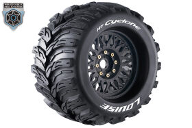 Louise RC MT-Cyclone 1:8 Monster Truck Reifen Set verklebt Sport Schwarz Felgen Removable 0" & 1/2" Offset Hex 17 mm L-T3220X / LR-T3220X