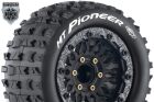 Louise RC MFT MT-PIONEER 1-10 Monster Truck Tire Set Mounted Sport Black Wheels Removable HEX 12 Narrow, 12 Wide, 14, 17mm L-T3308SX / LR-T3308SX