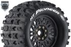 Louise RC MFT MT-PIONEER 1-8 Monster Truck Tire Set Mounted Sport Black Wheels Removable 0" & 1/2" OFFSET HEX 17mm L-T3321X / LR-T3321X