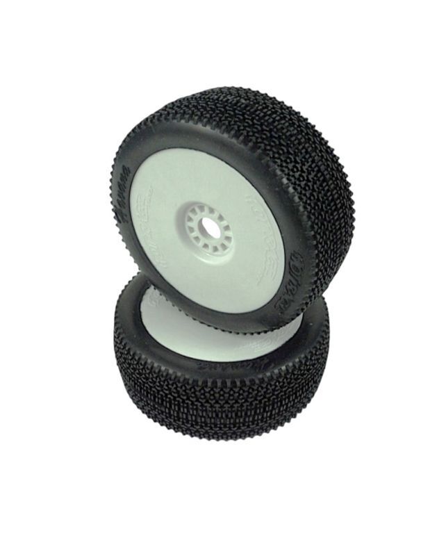 HOTRACE 1/8 Buggy Havana Reifen RAIN auf Felgen weiß (2) / HRE001-0783