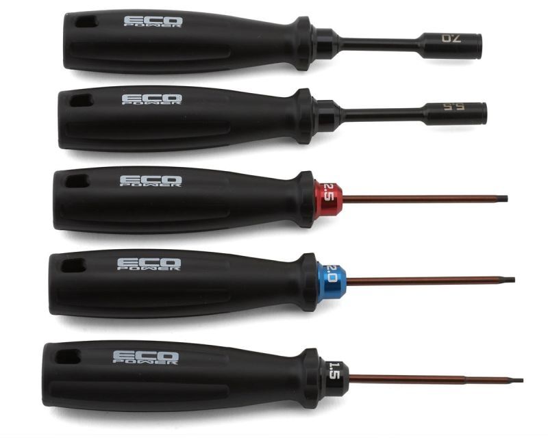 EcoPower (1.5, 2.0, 2.5mm Hex and 5.5, 7mm Nut Drivers) 5 Piece Hex and Nut Driver Tool Set / ECP-3035