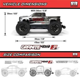 ARRMA 1/10 GRANITE 223S DSC 4X4 RTR Brushless Monster Truck Gun Metal / ARA4302V4T3
