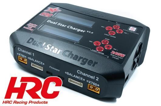 HRC Racing Ladegerät 12/230V HRC Dual-Star Charger V3 2x 120W SMART LSM, Autopilot, Cycle / HRC9361D-CH