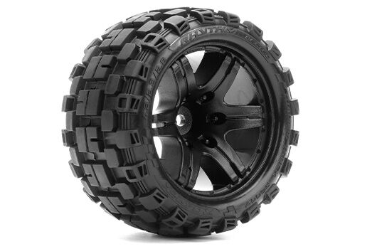 Roapex Tire Black wheel mounted Belted 12mm hex 1/2 offset -RHYTM (2pcs) / RXR2007-B2