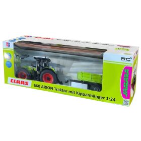 Jamara Claas Arion 660 mit Kippanhänger 1:24 2,4GHz...