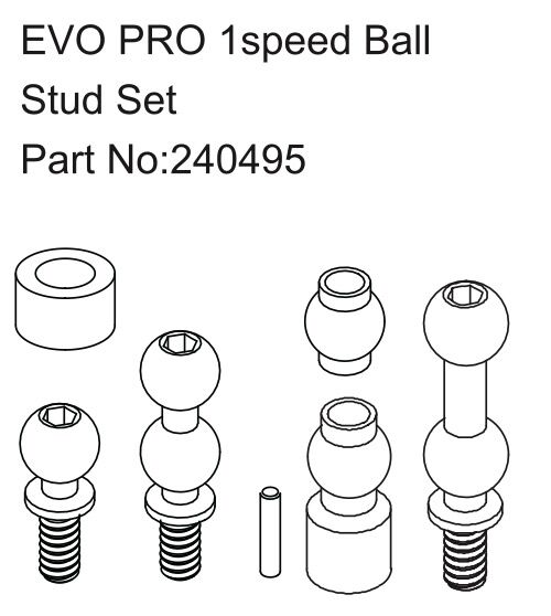 Hobby Plus RC Technology Co., Ltd. EVO PRO 1speed Ball Stud Set / HBP240495