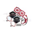 GPM Aluminium Motorkühlkörper mit Dual-Ventilator rot / GPMMAKX018FANBR