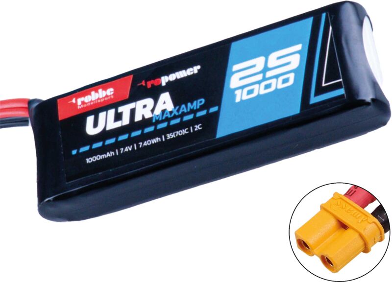 Robbe Modellsport RO-POWER ULTRA MAXAMP 1000MAH 7,4 VOLT 2 35(70)C LIPO AKKU XT-30 / 7424