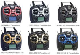GRAUPNER MZ-12 Frontplatte + Steuerknüppel Silberoptik / S8524.S