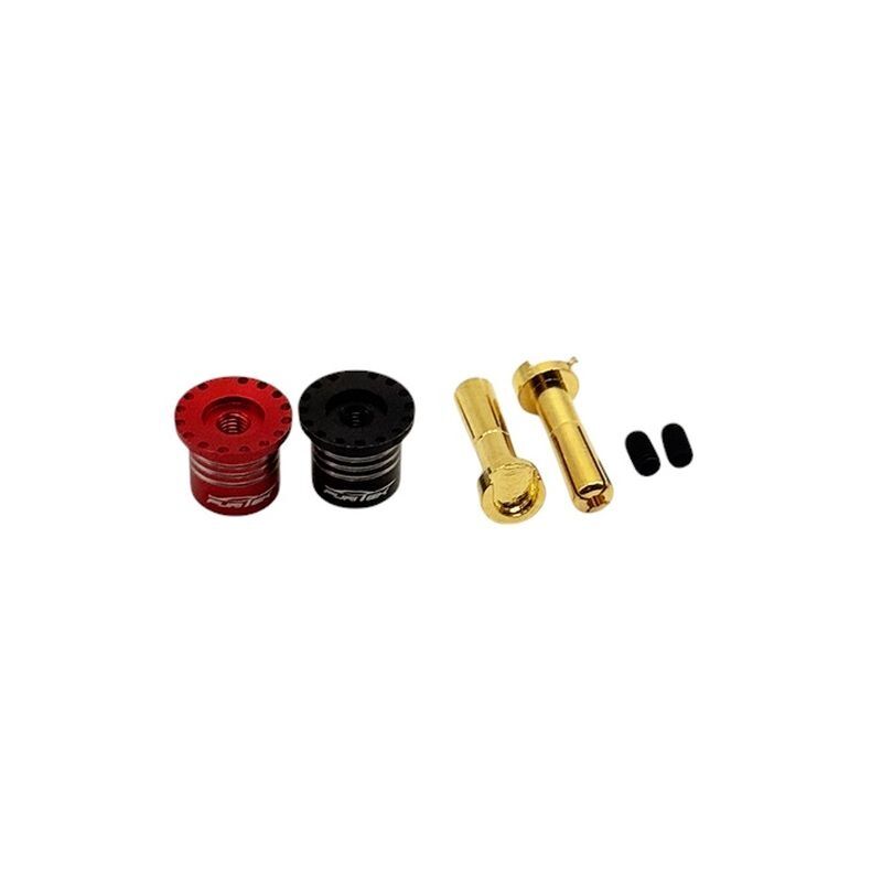 FURITEK Goldkontakt-Stecker 4mm mit Kühlkörper & Griff rot/schwarz / FUR2681