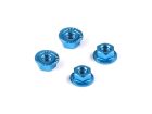 HUDY ALU NUT M4 WITH SERRATED FLANGE - BLUE (4) / HUD296541-B