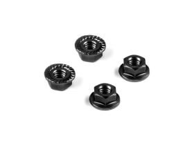 HUDY ALU NUT M4 WITH SERRATED FLANGE - BLACK (4) /...