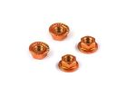 HUDY ALU NUT M4 WITH SERRATED FLANGE - ORANGE (4) / HUD296541-O