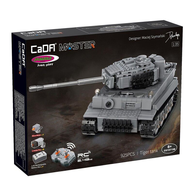 CaDA Panzer Tiger 1:35 grau 2,4GHz Bricks / 402894