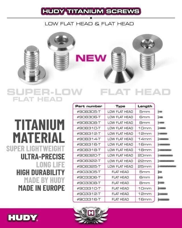 HUDY TITANIUM FLAT HEAD SCREW M3x16 (4) / HUD903316-T