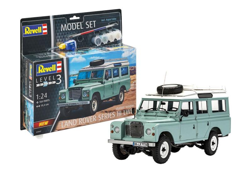 Revell Modellbausatz mit Basiszubehör Model Set Land Rover Series III LWB station wagon / 67047